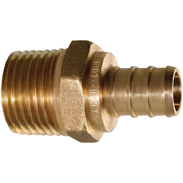 Jones Stephens C76034LF Brass Pipe Male Adapter 1/2 x 1/2" Fitting, PEX, Lead Free