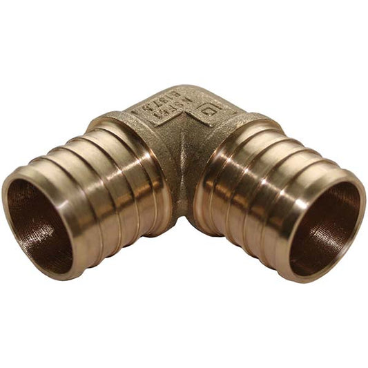 Jones Stephens C76009LF Brass Pipe 90 &deg Elbow 3/4" Fitting, PEX, Lead Free