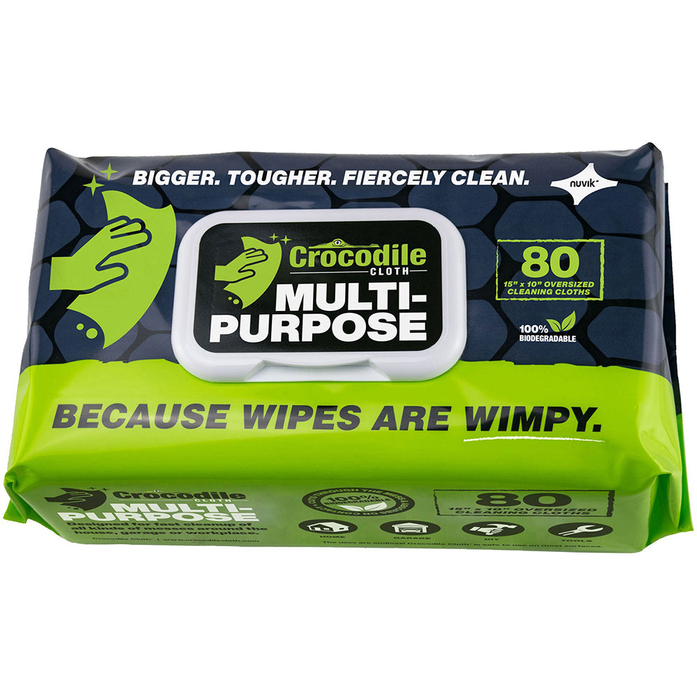 Crocodile Cloth 6620-080 Crocodile Cloth All-Purpose Biodegradable Cleaning Cloths, 15" x 10", 80/Pack - Multi-Surface, Aloe & Vitamin E