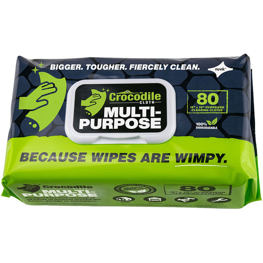 Crocodile Cloth 6620-080 Crocodile Cloth All-Purpose Biodegradable Cleaning Cloths, 15" x 10", 80/Pack - Multi-Surface, Aloe & Vitamin E