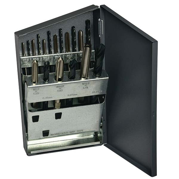 Greenfield Threading 330088 Tap & Drill Set M2.5 x 0.45 to M12 x 1.75 Taps, 2.05 to 10.2 mm Drills