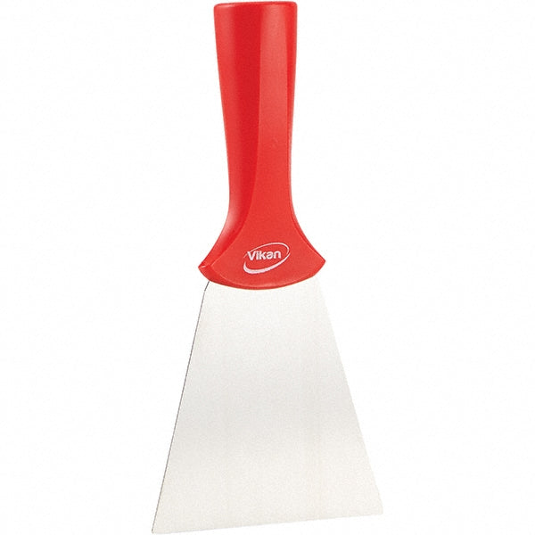 Vikan 40114 Stainless Steel Scraper with Threaded Handle, 3.9", Red