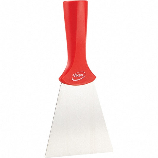 Vikan 40114 Stainless Steel Scraper with Threaded Handle, 3.9", Red