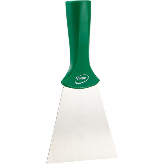 Vikan 40112 Stainless Steel Scraper with Threaded Handle, 3.9", Green