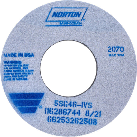 Norton 66253262508 Surface Grinding Wheel 12" Dia, 1" Thick, 5" Hole, 46 Grit, I Hardness