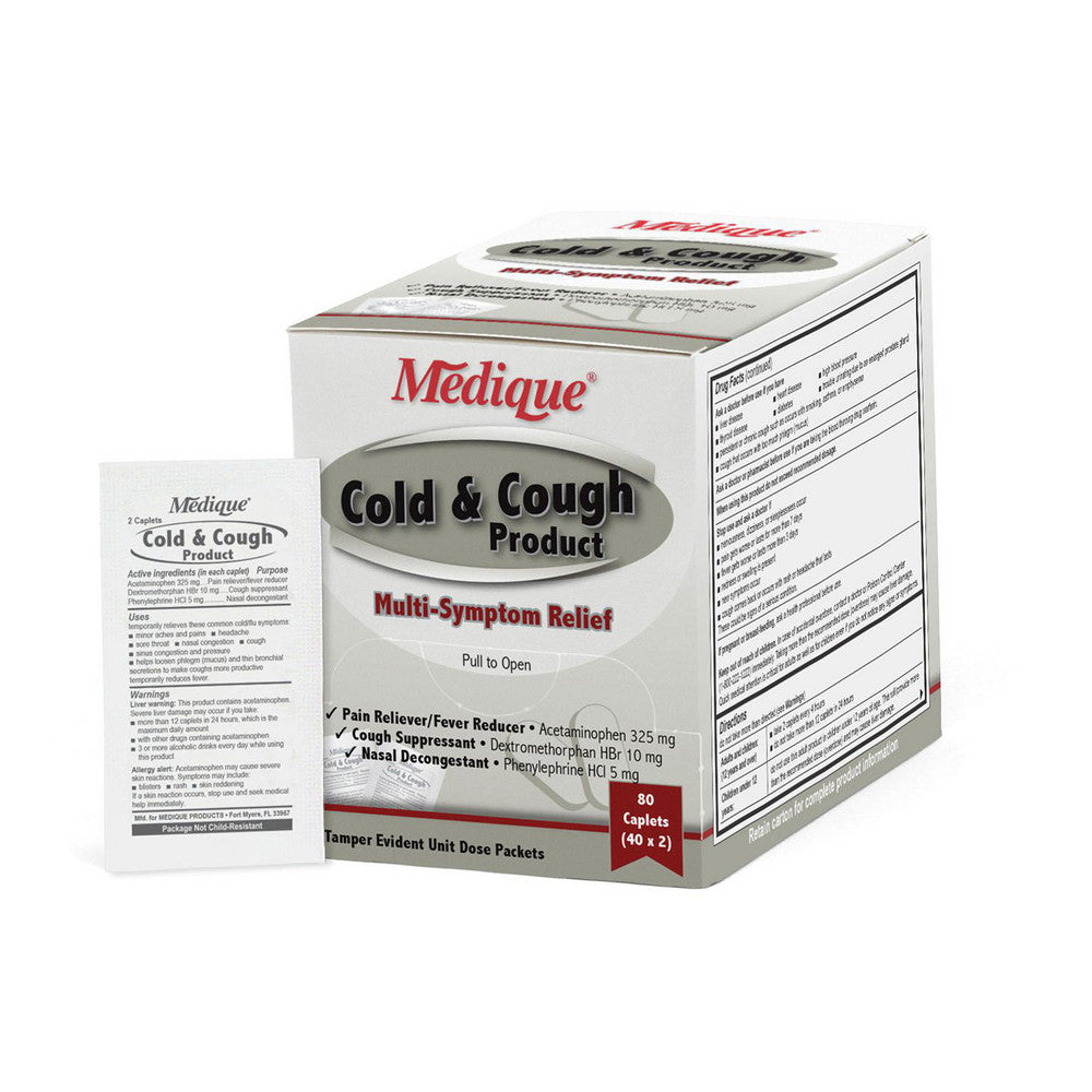 Medique 10880 Medicinals Relief Type Cold & Allergy Relief Form Caplet Container Type Box Type Box Features Dextromethorphan Hbr 10 Mg Phenylephrine Hcl 5 Mg80 Tablets Per Box (40 Foil Packets X 2 Caplets)
