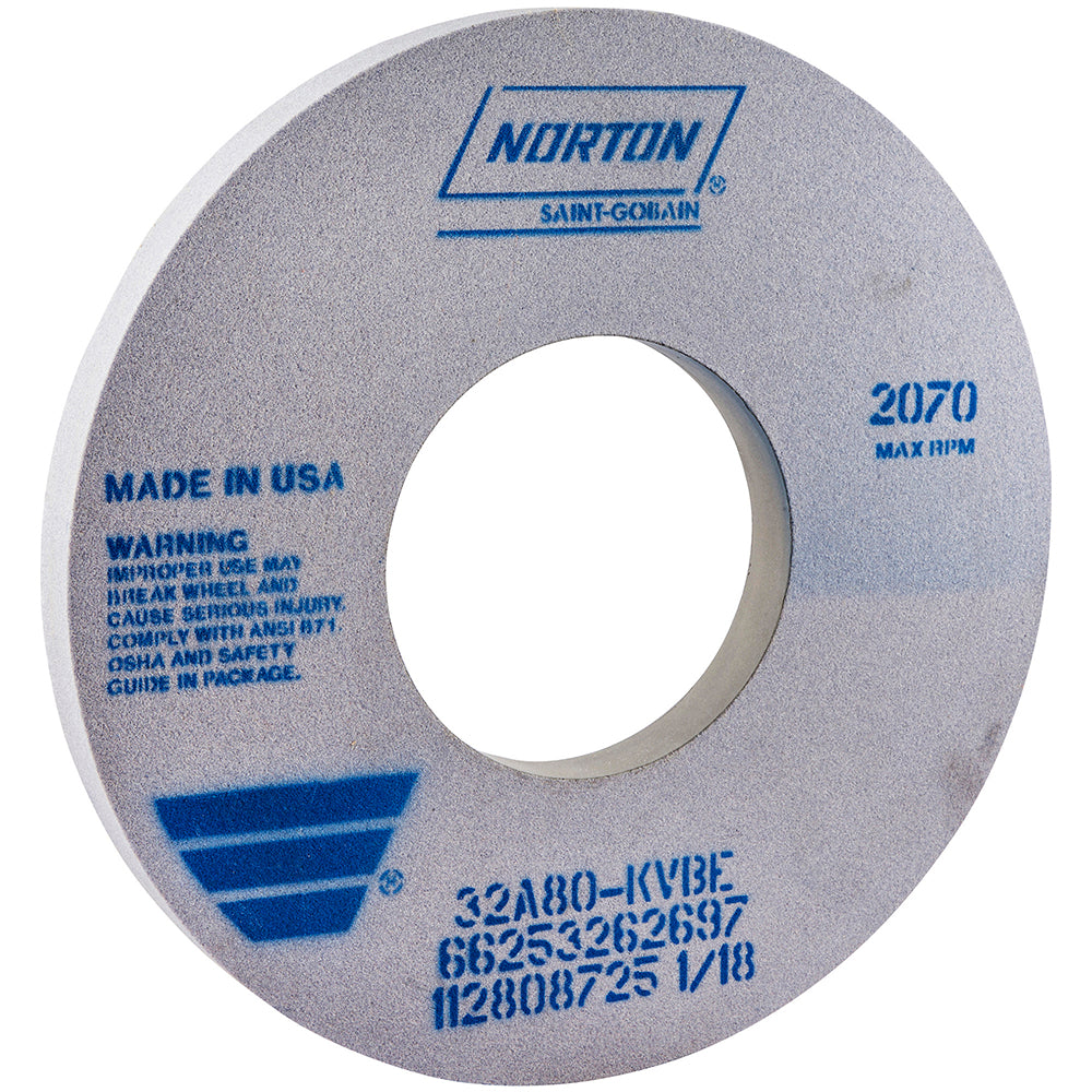 Norton 66253262697 Surface Grinding Wheel 12" Dia, 1" Thick, 5" Hole, 80 Grit, K Hardness