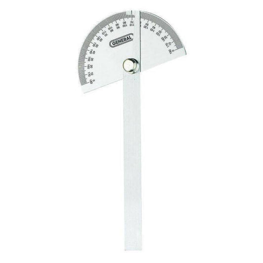 General 18 6 Inch Long Blade, 180&deg Max Measurement, 1&deg Dial Graduation, Round Head Protractor
