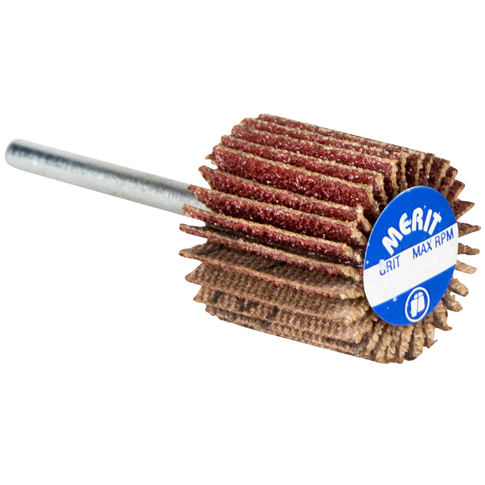 Merit Abrasives 08834137581 Mounted Flap Wheel 3/4" Dia, 5/8" Face Width, 80 Grit, Aluminum Oxide