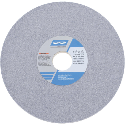 Norton 66253043565 Surface Grinding Wheel 8" Dia, 3/8" Thick, 1-1/4" Hole, 60 Grit, K Hardness