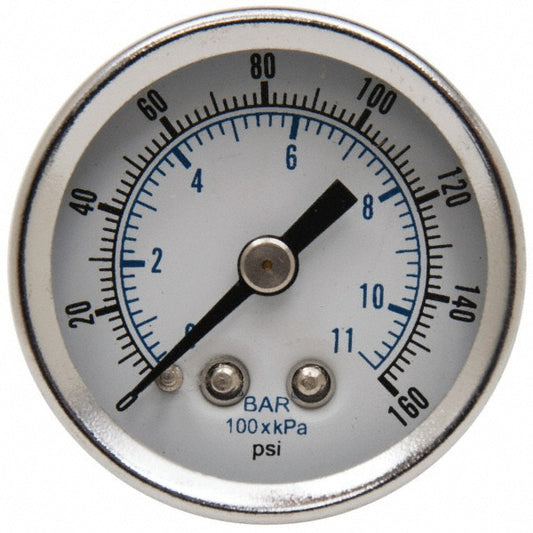 Parker K4515N18160 FRL Pressure Gauge 1/8" Port, 160 Max psi, Use with 14E Miniature Filter/Regulator, 14R Miniature Regulator & P31 Mini Regulator