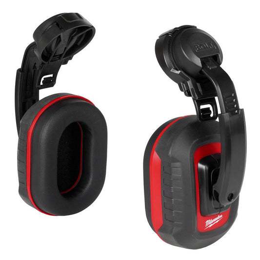 Milwaukee Tool 48-73-3250 Earmuffs Earmuff Type Earmuffs  Band Position Hard Hat Cap Mounted  Cup Color Black  Cup Material Plastic  Noise Reduction Rating (dB) 24  Folding Yes