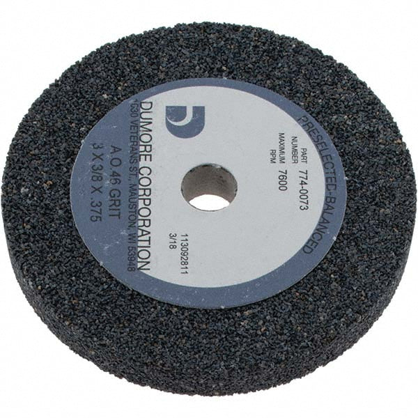 Dumore 774-0073 Bench & Pedestal Grinding Wheel 3" Dia, 3/8" Thick, 3/8" Hole Dia, Aluminum Oxide