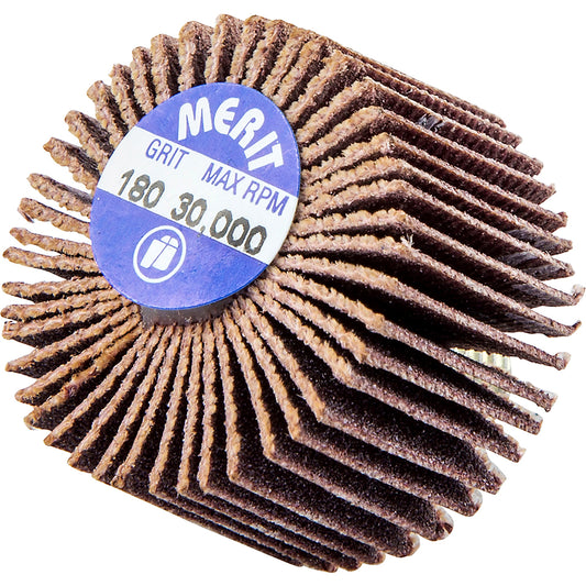 Merit Abrasives 08834131004 Mounted Flap Wheel 1" Dia, 5/8" Face Width, 180 Grit, Aluminum Oxide