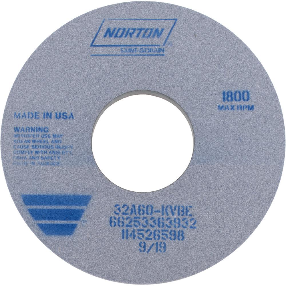 Norton 66253363932 Surface Grinding Wheel 14" Dia, 1" Thick, 5" Hole, 60 Grit, K Hardness