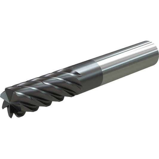 Widia 6853763 Corner Radius End Mill 1/2" Dia, 1-1/4" LOC, 38 deg Helix, Corner Radius End, Centercutting Series 770T
