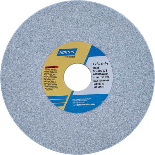 Norton 66252942304 Surface Grinding Wheel 7" Dia, 3/4" Thick, 1-1/4" Hole, 46 Grit, I Hardness