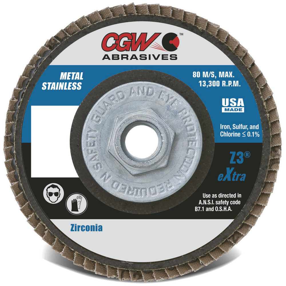 CGW Abrasives 42362 Flap Disc 7/8" Hole, 40 Grit, Zirconia Alumina, Type 29