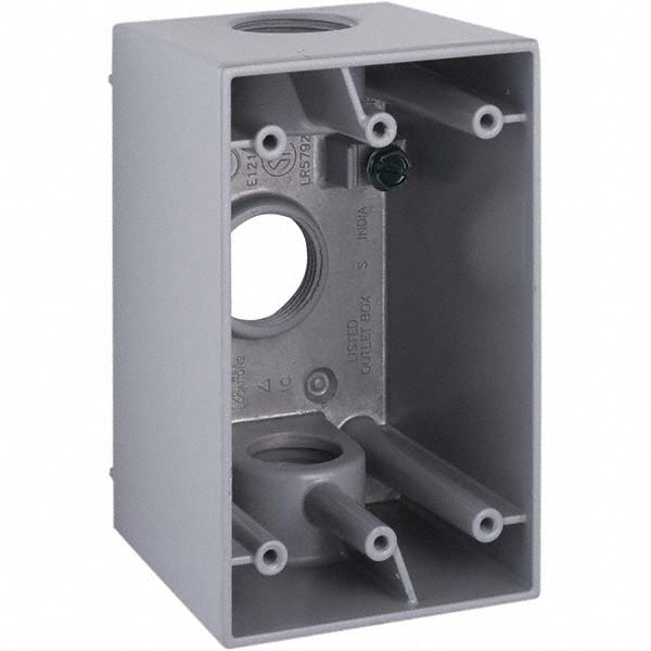 Hubbell-Raco 5386-0 Electrical Outlet Box Aluminum, Rectangle, 4.57" OAH, 2.811" OAW, 2.807" OAD, 1 Gang