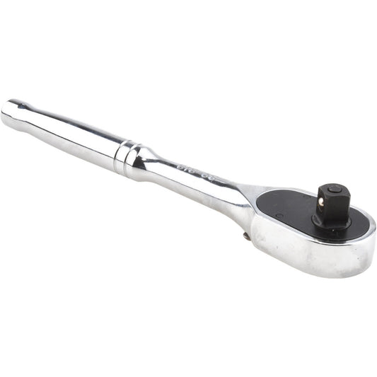 Stanley 91-929 Ratchets Tool Type Quick-Release Ratchet Drive Size 3/8 in Head Shape Pear Head Style Fixed Material Steel Finish Chrome Overall Length (Inch) 8 in Insulated No Magnetic No Non-sparking No Number of Gear Teeth 72 Minimum Arc Swing