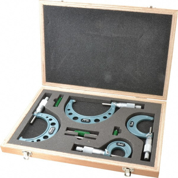 Mitutoyo 103-930 Mechanical Outside Micrometer Set 4 Pc, 0 to 4" Measurement