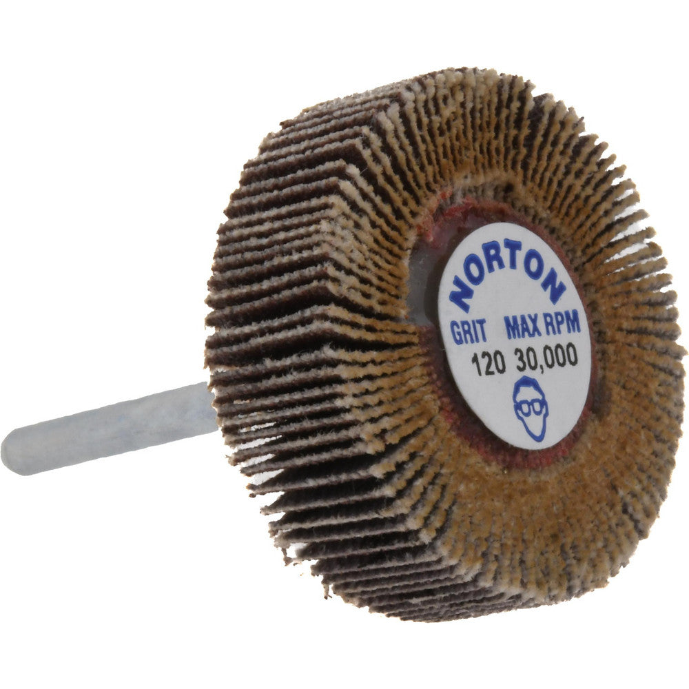 Merit Abrasives 08834137512 Mounted Flap Wheel 1-3/16" Dia, 3/8" Face Width, 120 Grit, Aluminum Oxide
