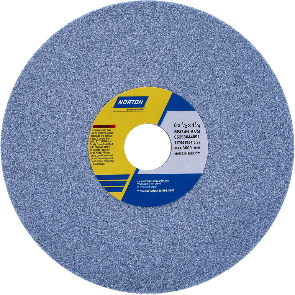 Norton 66253044091 Surface Grinding Wheel 8" Dia, 1/2" Thick, 1-1/4" Hole, 46 Grit, K Hardness