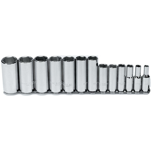 Proto J52114 Deep Socket Set 13 Pc, 3/8" Drive, 1/4 to 1" Socket
