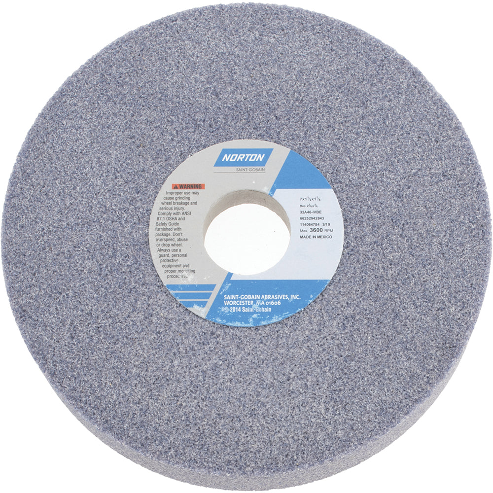 Norton 66252942843 Surface Grinding Wheel 7" Dia, 1-1/2" Thick, 1-1/4" Hole, 46 Grit, I Hardness