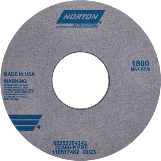 Norton 66253364342 Surface Grinding Wheel 14" Dia, 1-1/2" Thick, 5" Hole, 60 Grit, K Hardness