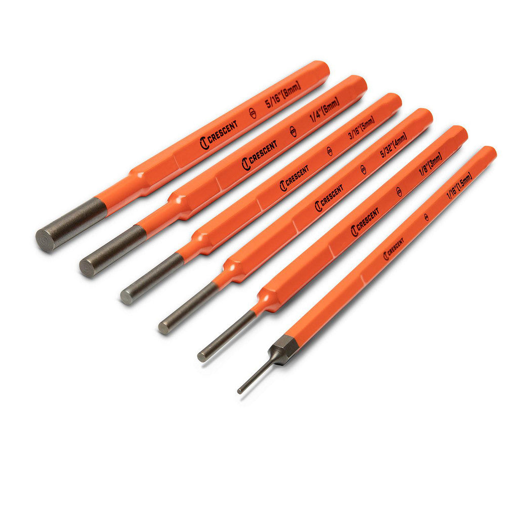 Crescent CPPS456 Punch Sets Set Type Nail  Material Steel  Container Type Plastic Case  Maximum Punch Size (Decimal Inch) 0.0310  Includes 1/16 in 1/8 in 5/32 in 3/16 in 1/4 in 5/16 in  Number Of Pieces 6