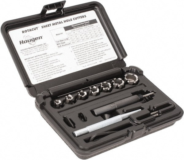 Hougen 11075 10 Piece, 5/16 to 3/4" Cutter Diam, 1/4" Cutting Depth, High Speed Steel Annular Cutter Set