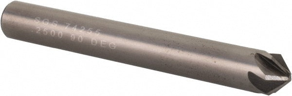 Kyocera SGS Precision Tools 74255 Countersink 1/4" Head Dia, 90.00 deg Included Angle, 6 Flute, Solid Carbide, Right Hand Cut