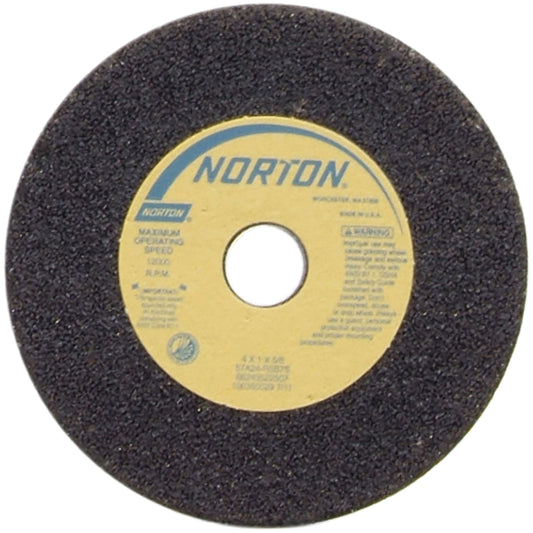 Norton 66243522507 Surface Grinding Wheel 4" Dia, 1" Thick, 5/8" Hole, 24 Grit, R Hardness