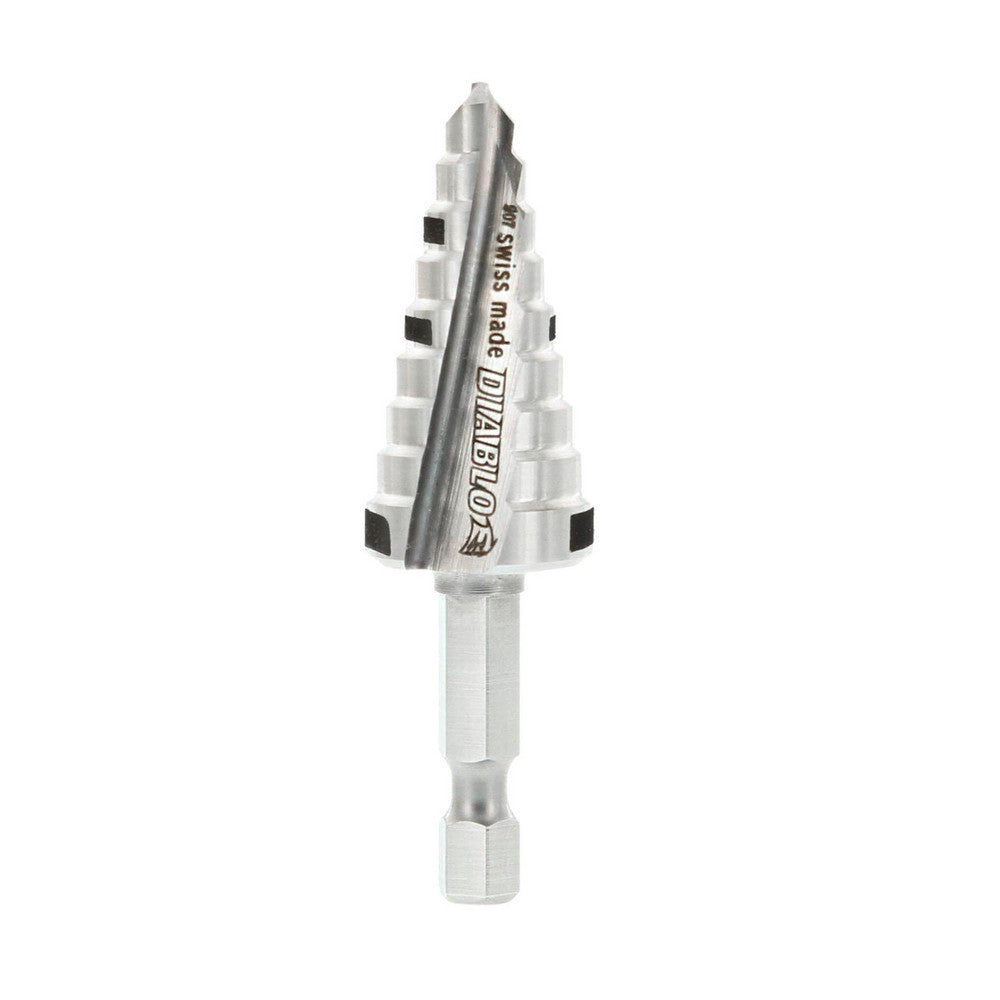 DIABLO DSD0750S09 Step Drill Bit 3/8" Min, 3/4" Max, 1/4" Shank Dia, High-Speed Steel