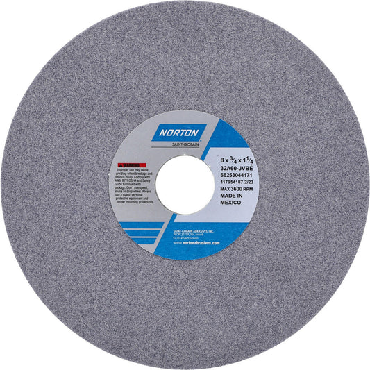 Norton 66253044171 Surface Grinding Wheel 8" Dia, 3/4" Thick, 1-1/4" Hole, 60 Grit, J Hardness
