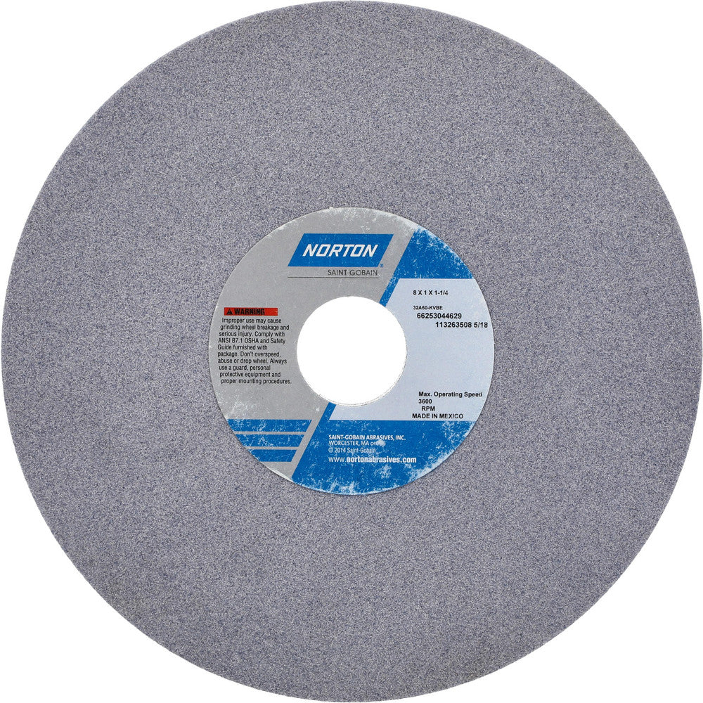 Norton 66253044629 Surface Grinding Wheel 8" Dia, 1" Thick, 1-1/4" Hole, 60 Grit, K Hardness