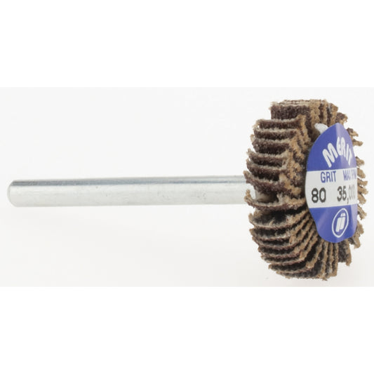 Merit Abrasives 08834137551 Mounted Flap Wheel 3/4" Dia, 3/16" Face Width, 80 Grit, Aluminum Oxide