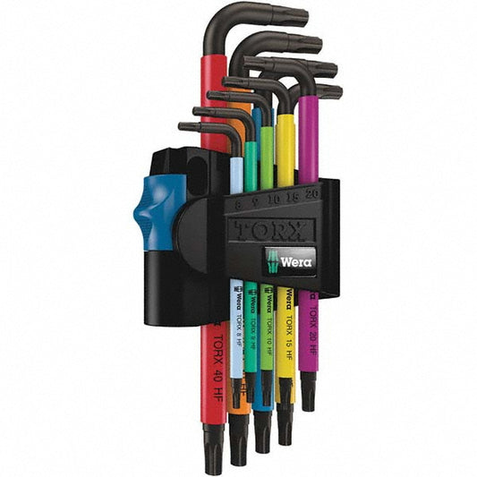 Wera 05024179001 Torx Key Set 9 Pc, L-Handle, T8 to T40