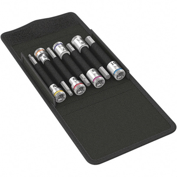Wera 05003180001 Hex Bit Socket Set 3/8" Drive, 7 Pc, 1/8 to 3/8" Hex