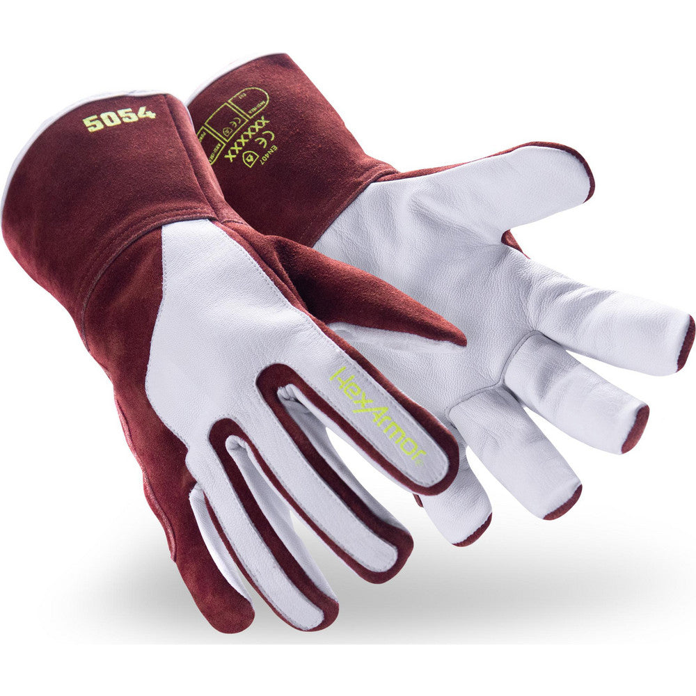 HexArmor 5054-L (9) Welder's & Heat Protective Gloves Welding Applications MIG  Primary Material Leather  Size Large  Lining Lined  Back Material Cowhide Leather Goatskin Leather  Hand Pair