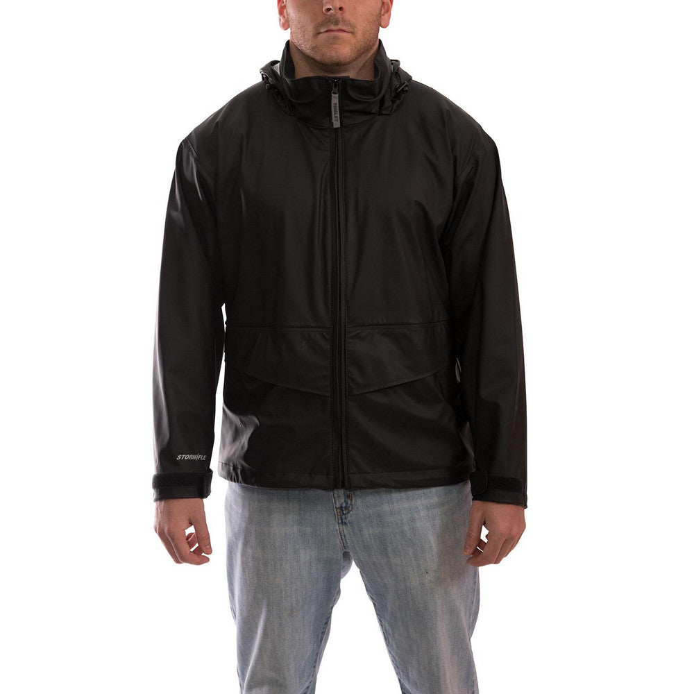 Tingley J67113.LG Rain Jacket Size Large, 210D Polyurethane Coated Polyester & Polyurethane on Nylon, Zipper & Snaps Closure