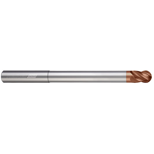 Helical Solutions 86890 Ball End Mill 3/8" Dia, 1/2" LOC, 4 Flute, Solid Carbide