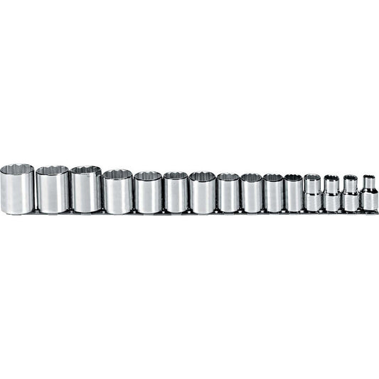 Proto J54114 Standard Socket Set 15 Pc, 1/2" Drive, 3/8 to 1-1/4" Socket