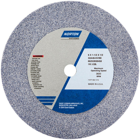 Norton 66252838458 Tool & Cutting Grinding Wheel 6" Dia, 46 Grit, K Hardness, Type 6