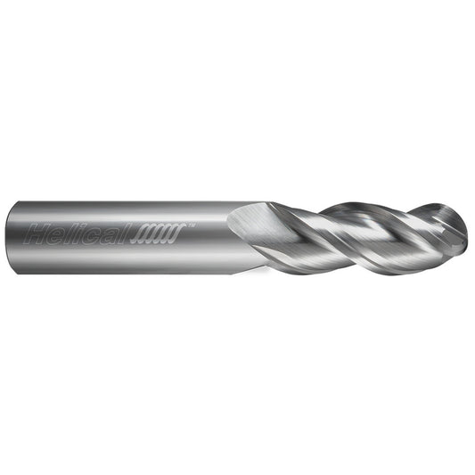 Helical Solutions 81457 Ball End Mill 1/4" Dia, 1/2" LOC, 3 Flute, Solid Carbide