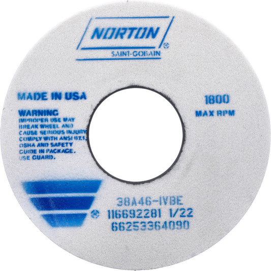 Norton 66253364090 Surface Grinding Wheel 14" Dia, 1-1/2" Thick, 5" Hole, 46 Grit, I Hardness