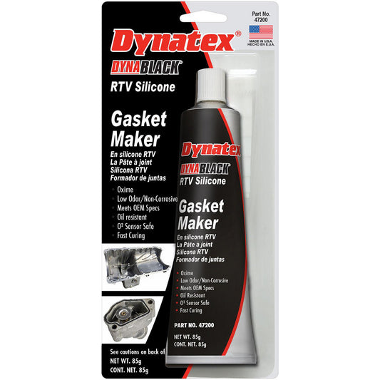Dynatex 143355 Gasket Sealants Chemical Type RTV Silicone  Container Size 85g  Container Type Tube  Color Black  Application Automotive  Full Cure Time 24h