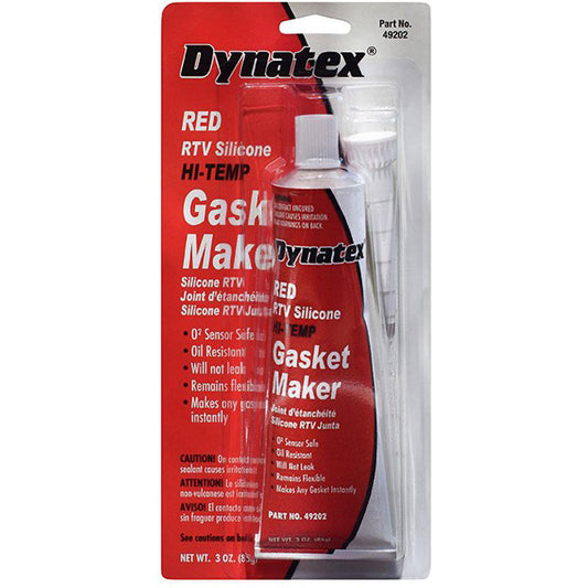 Dynatex 143367 Gasket Sealants Chemical Type RTV Silicone  Container Size 85g  Container Type Tube  Color Red  Application Automotive  Full Cure Time 24h