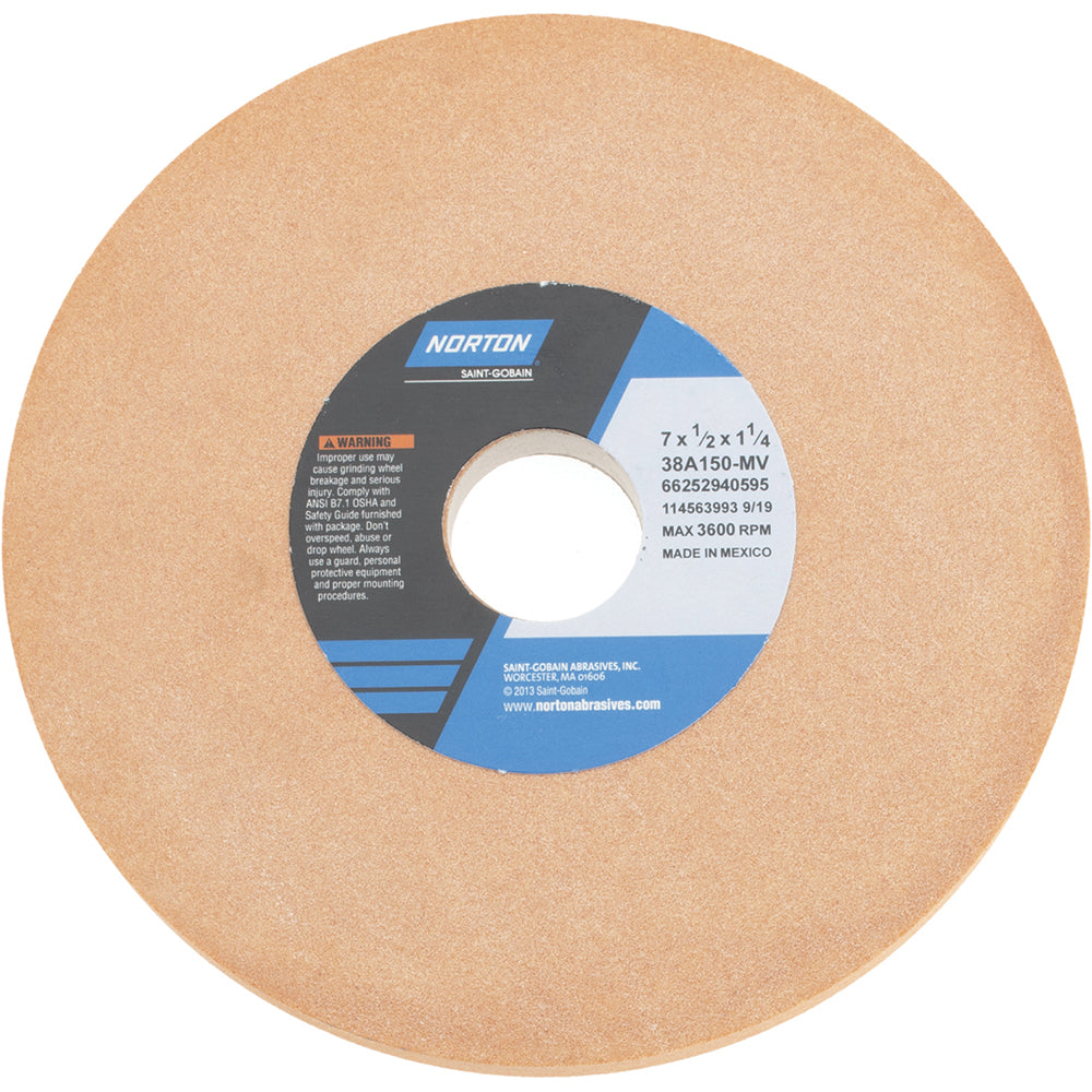 Norton 66252940595 Surface Grinding Wheel 7" Dia, 1/2" Thick, 1-1/4" Hole, 150 Grit, M Hardness